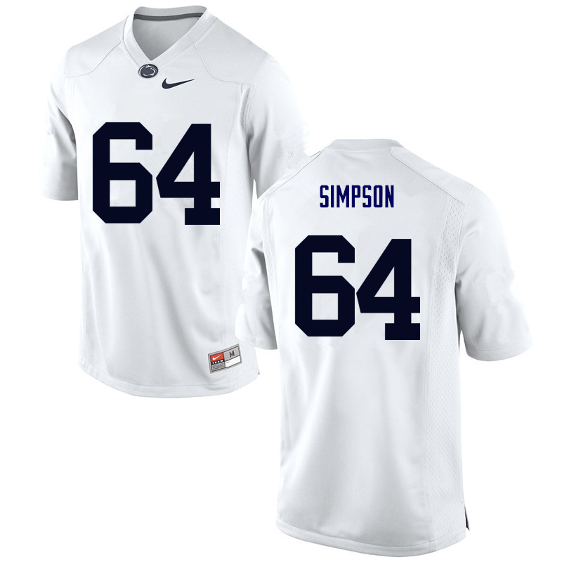 NCAA Nike Men's Penn State Nittany Lions Zach Simpson #64 College Football Authentic White Stitched Jersey JRV2098OF